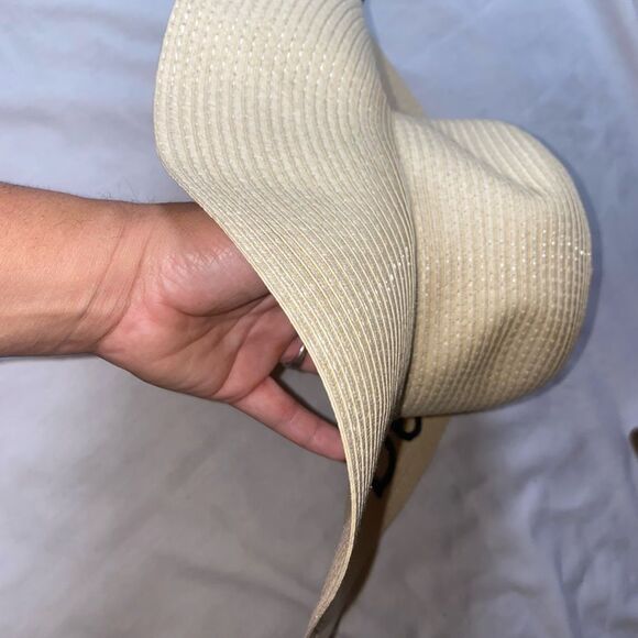 Summer vibes embroidery straw summer Sun floppy tan hat packable large brim - Picture 6 of 12